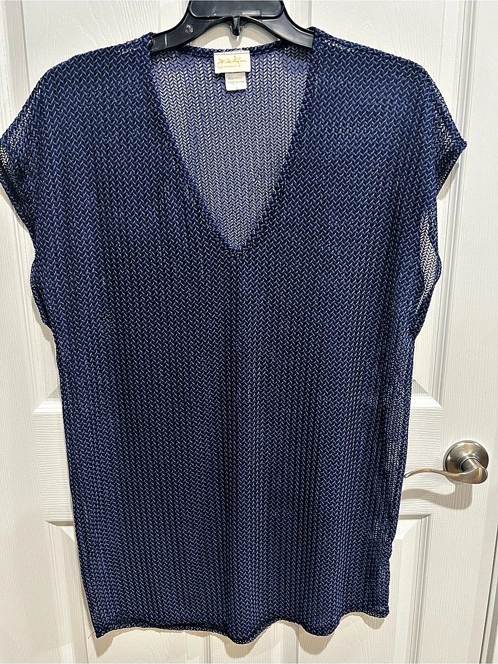 Julie Brown Women's Blue Geometric V-Neck Swim Cover Size XL